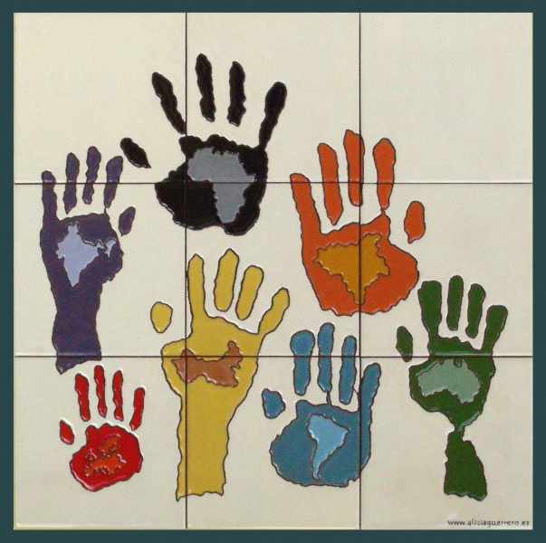 mural ceramico manos